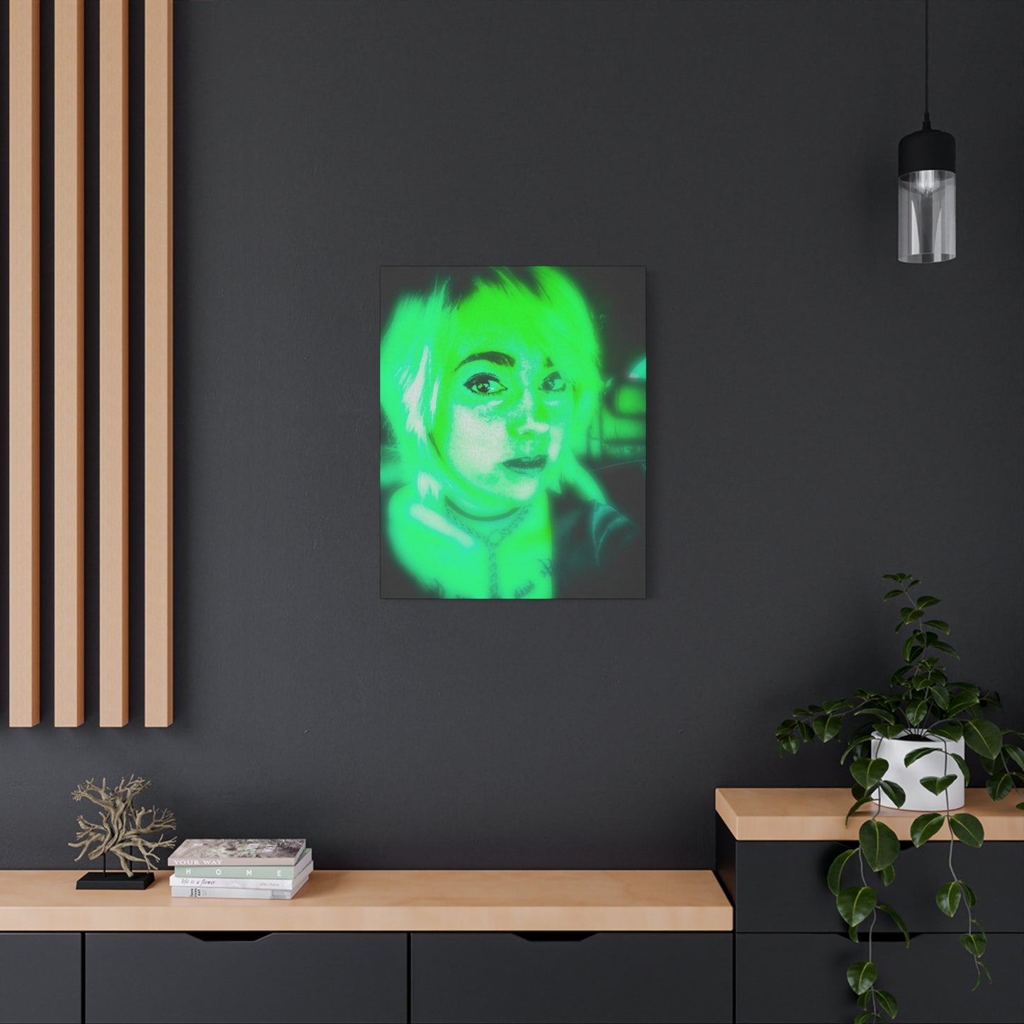 Canvas Wall Art, Unique Decor for Home, Personalized Gift, Funky Aesthetic, Green Vibe Art