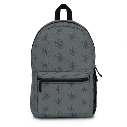 Dark grey and Purple Heart Web Backpack for Students, Stylish School Bag, Art Tote, Unique Gift for Teens, Boho Travel Accessory
