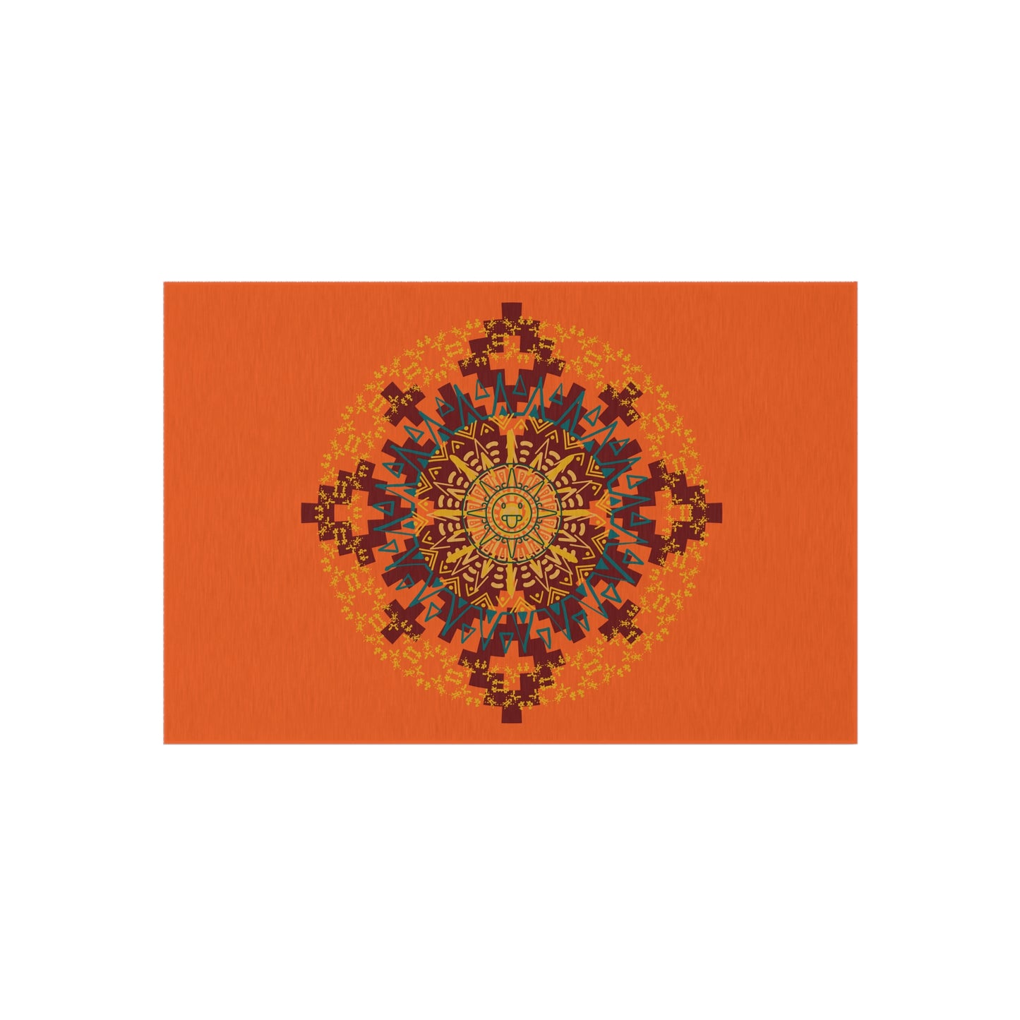 Stylish Outdoor Rug for Patios, Bright Mandala Design, Garden Decor, Ideal for Picnics, Festivals, and Outdoor Gatherings, Weather-Resistant