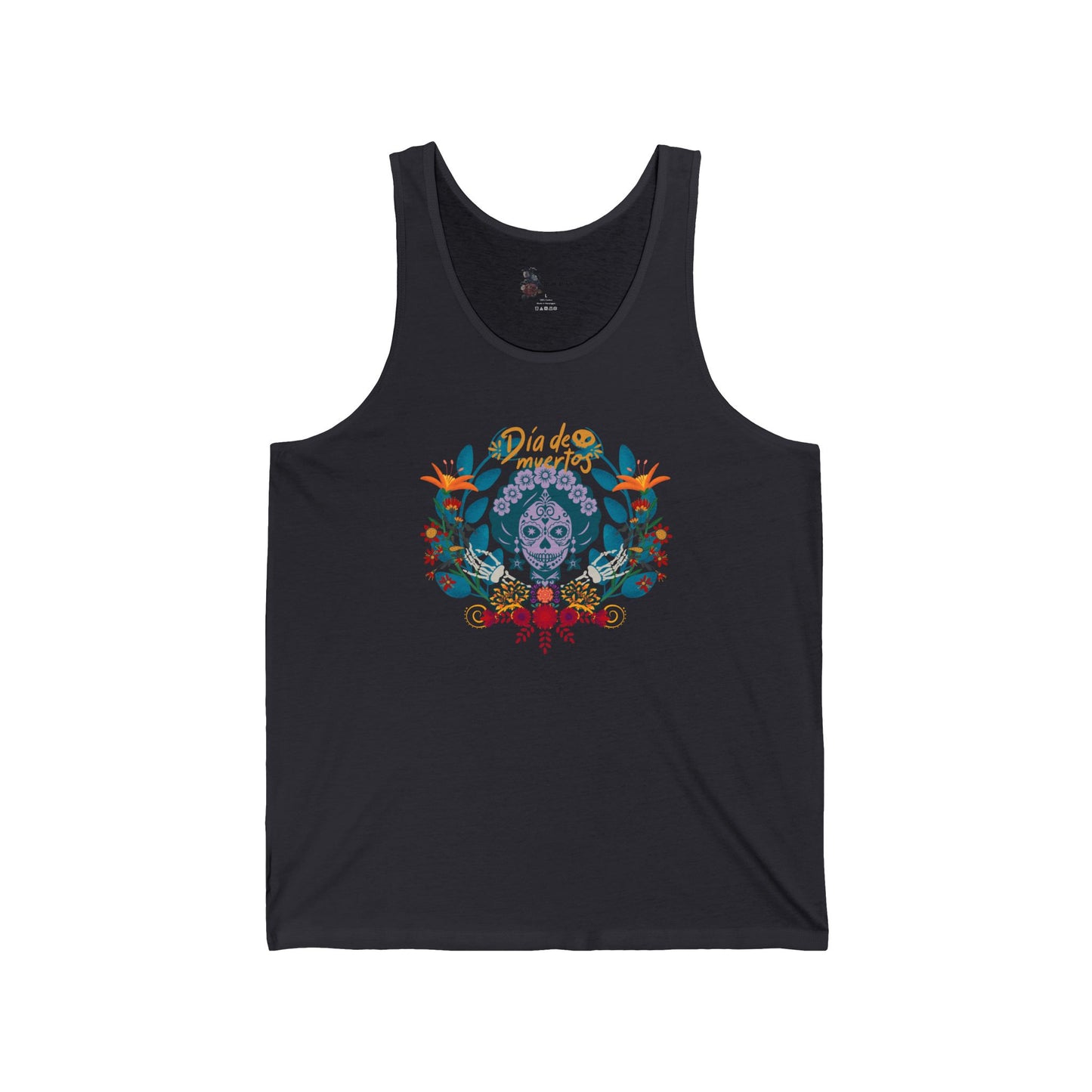 Floral Skull Tank Top, Summer Tee, Unisex Jersey Tank, Bohemian Apparel, Festival Wear, Gift for Him or Her