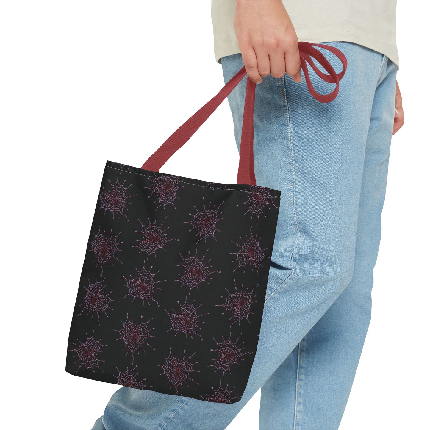 Chic Black and red Heart Web Tote Bag, Stylish Grocery Bag, Eco-Friendly Shopping Tote, Gift Bag for Her, Casual Beach Bag