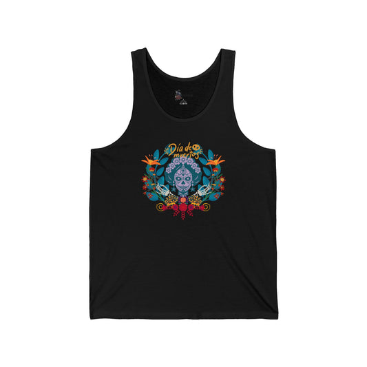 Floral Skull Tank Top, Summer Tee, Unisex Jersey Tank, Bohemian Apparel, Festival Wear, Gift for Him or Her