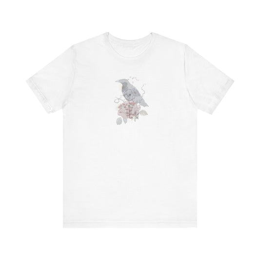 Double-sided Split Logo Artistic Bird Tee, Unisex T-Shirt for Art Lovers, Nature Inspired Gift, Casual Wear, Creative Expression