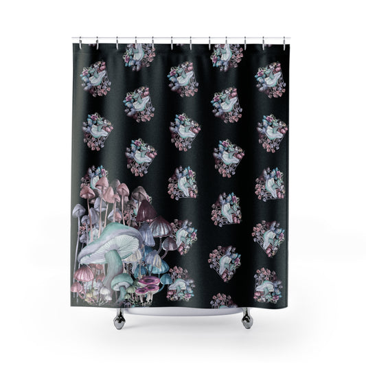 Whimsical Mushroom Shower Curtain, Boho Bathroom Decor, Fungi Themed Gift, Spa Inspiration, Fantasy Home Design