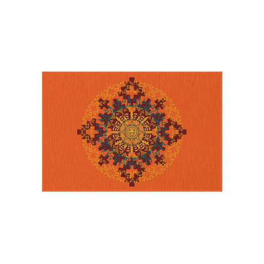 Stylish Outdoor Rug for Patios, Bright Mandala Design, Garden Decor, Ideal for Picnics, Festivals, and Outdoor Gatherings, Weather-Resistant
