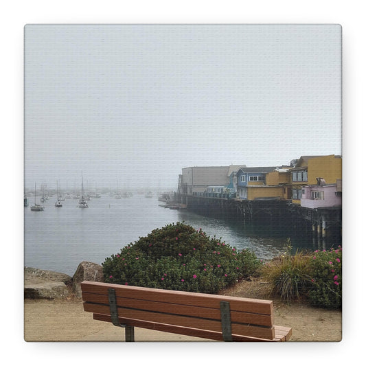 Stretched Canvas Art, Wall Decor, Coastal Landscape, Modern Home Decor, Gift for Beach Lovers, Nautical Decor, Foggy Harbor Scene