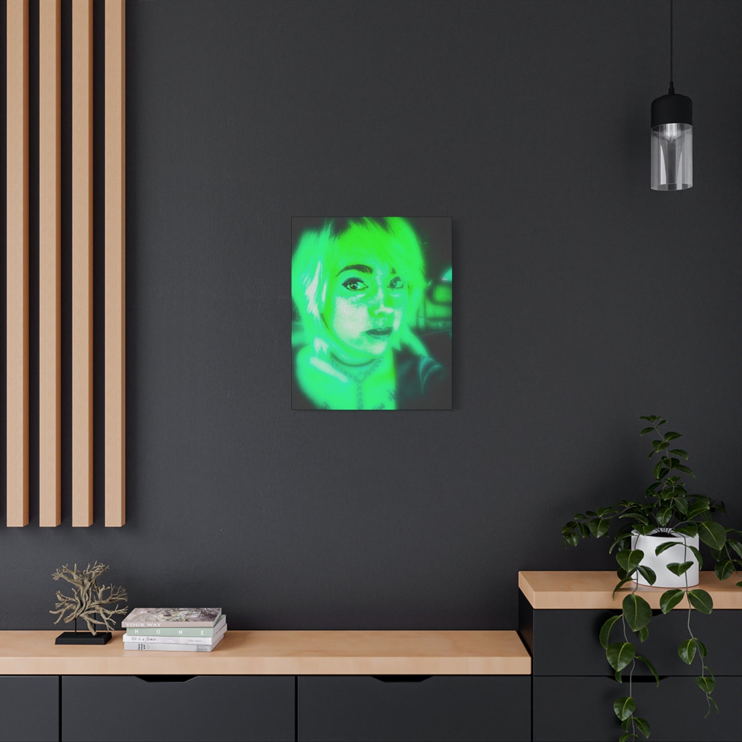Canvas Wall Art, Unique Decor for Home, Personalized Gift, Funky Aesthetic, Green Vibe Art