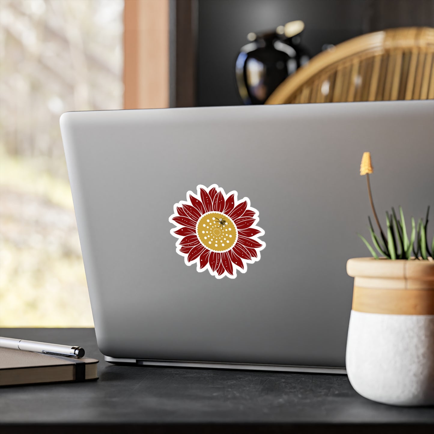 Sunflower Bright Floral Kiss-Cut Vinyl Decals | Boho Decor, Laptop Stickers, Home Office, Gift Ideas, Cute Wall Art