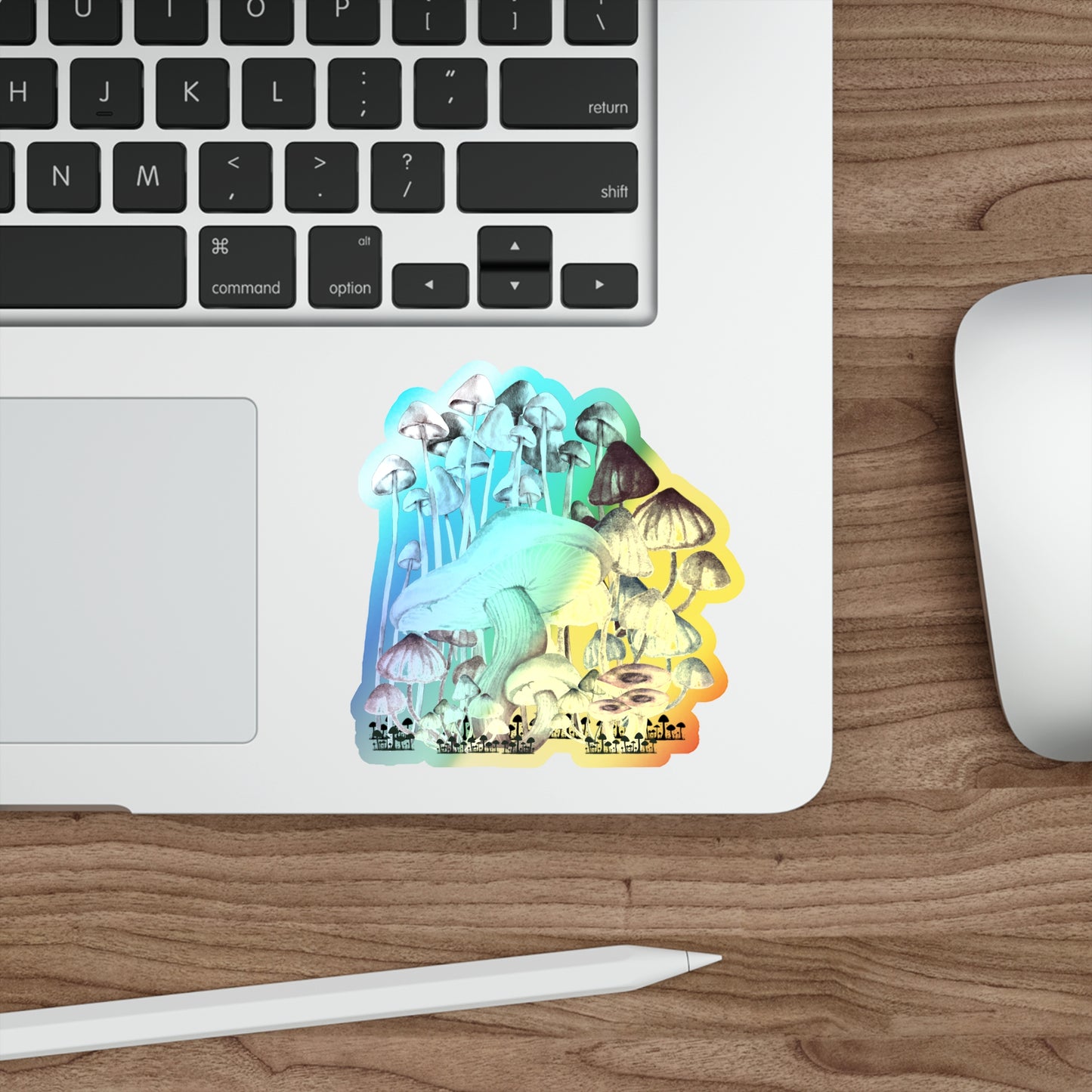 Vibrant Holographic Die-Cut Stickers, Psychedelic Art, Cute Mushroom Stickers for Skating, Journals, Water Bottles, Gifts