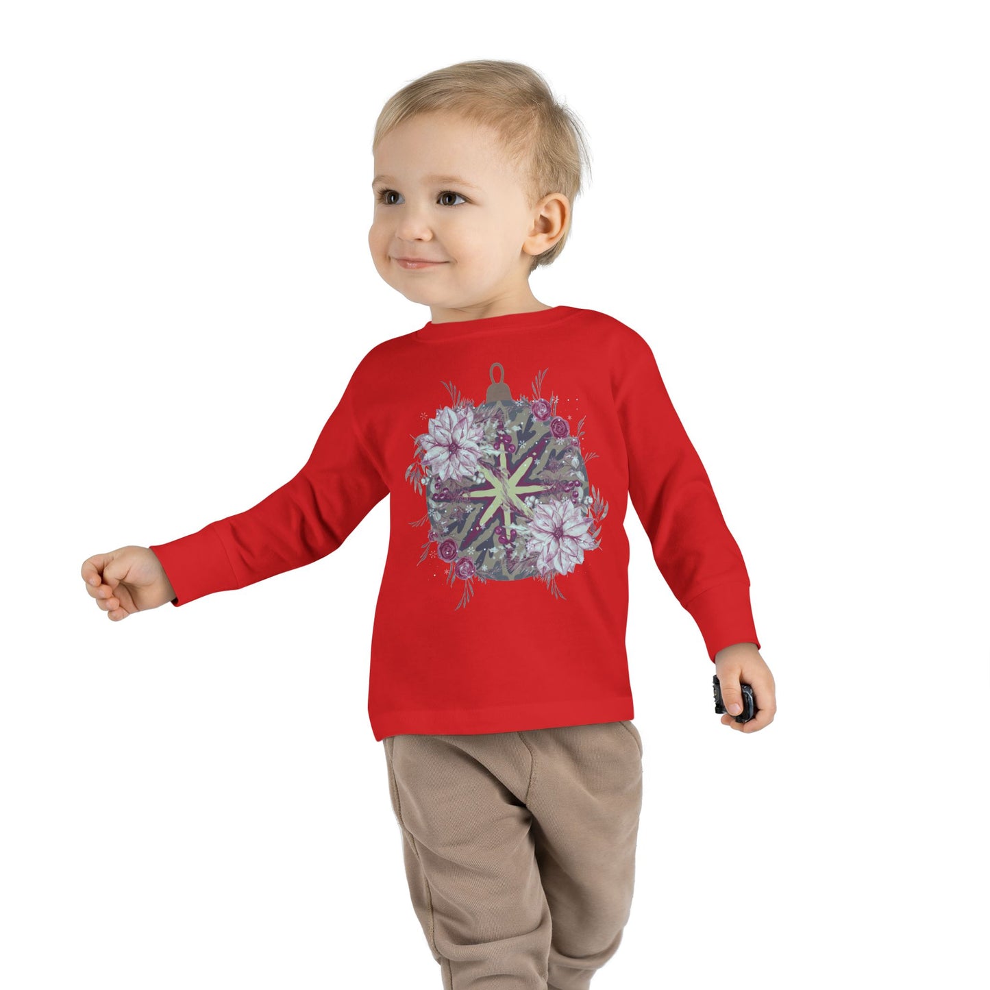 Toddler Long Sleeve Tee — Floral Starburst Ornament Graphic