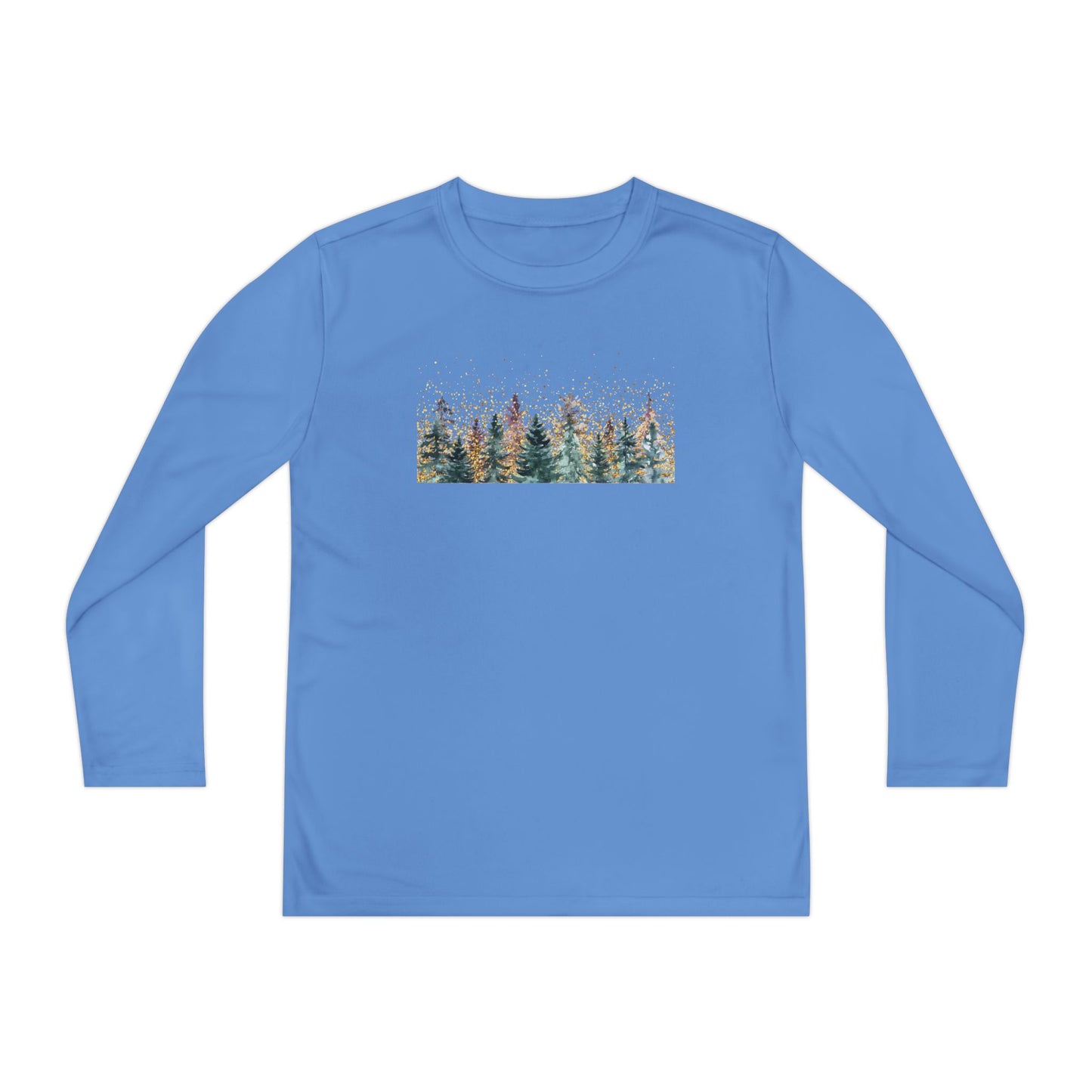 Youth Long Sleeve Tee - Watercolor Pine Forest Graphic