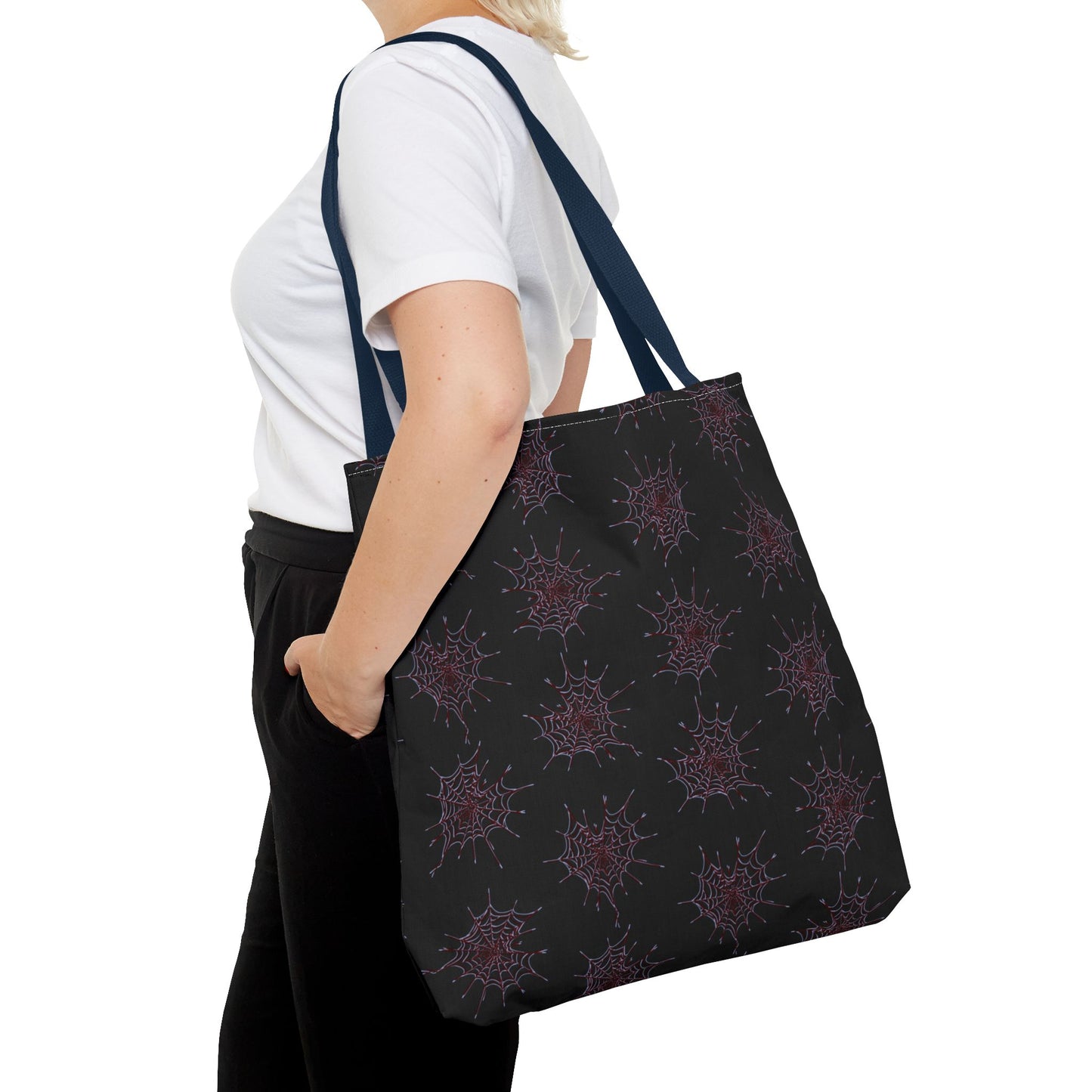 Chic Black and red Heart Web Tote Bag, Stylish Grocery Bag, Eco-Friendly Shopping Tote, Gift Bag for Her, Casual Beach Bag
