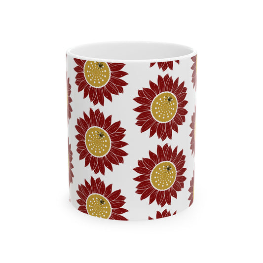 Sunflower Ceramic Mug | Floral Coffee Cup, Gift for Garden Lovers, Vintage Style Drinkware, Home Decor, Nature Inspired Tea Mug