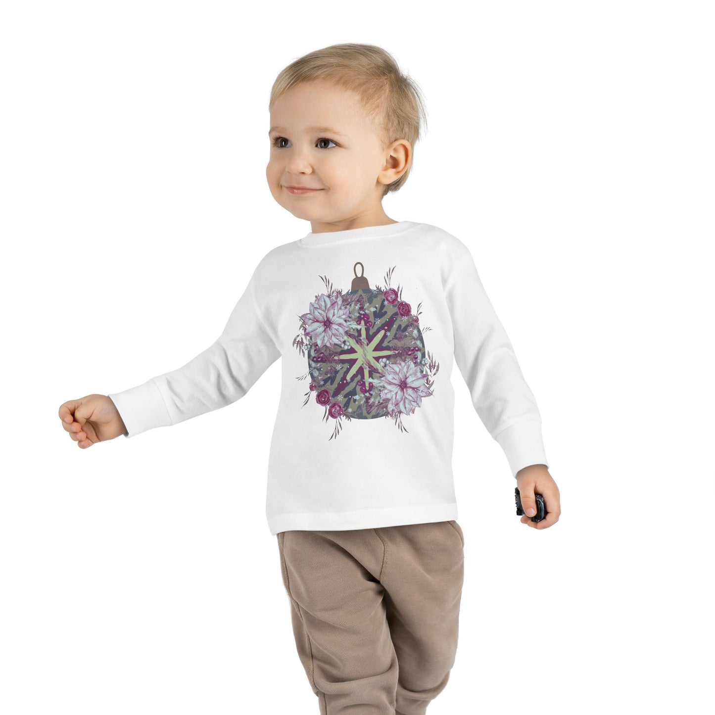 Toddler Long Sleeve Tee — Floral Starburst Ornament Graphic