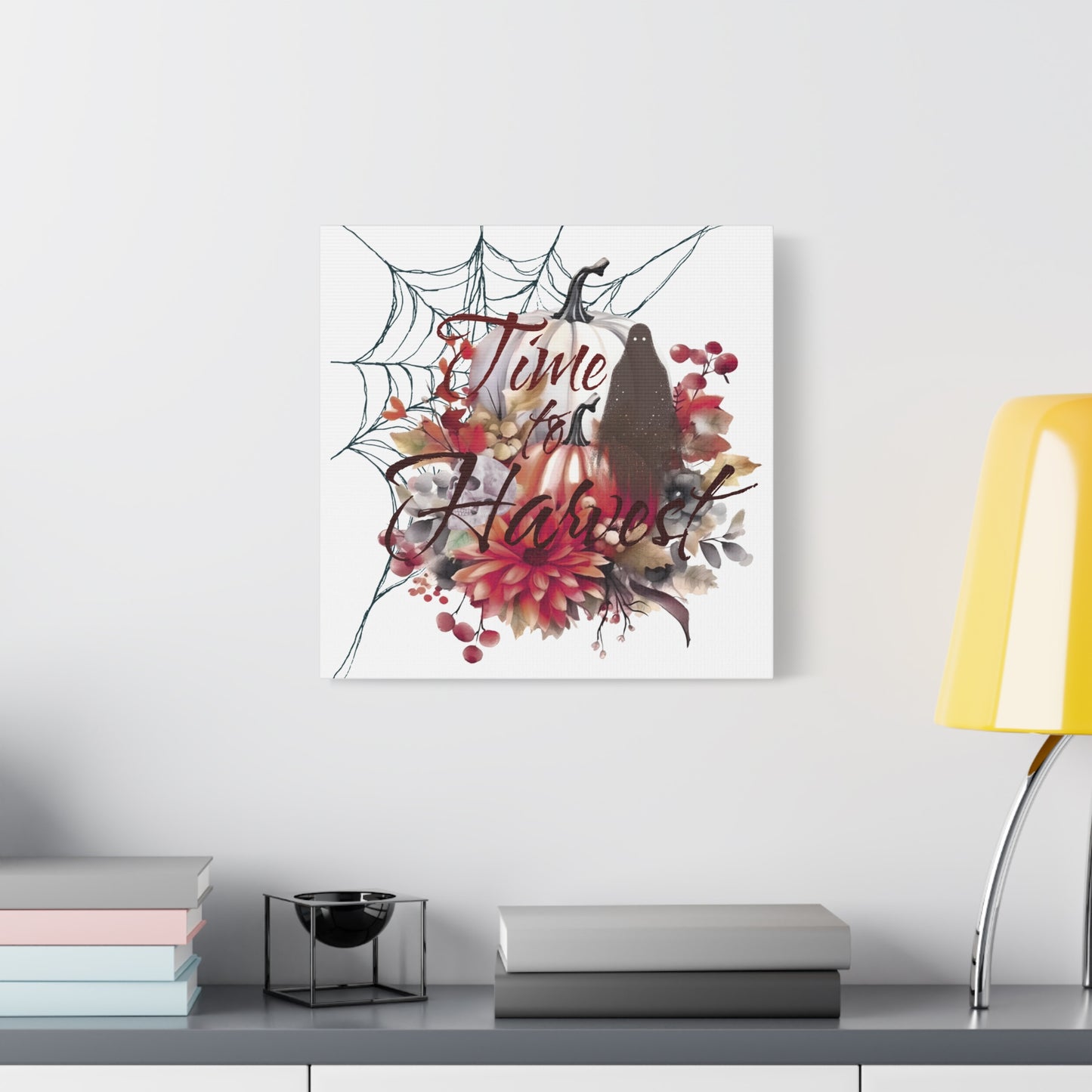 Autumn Wall Art, Halloween Canvas, Seasonal Decor, Fall Home Decor, Time for Harvest Print, Cozy Living Room Accent