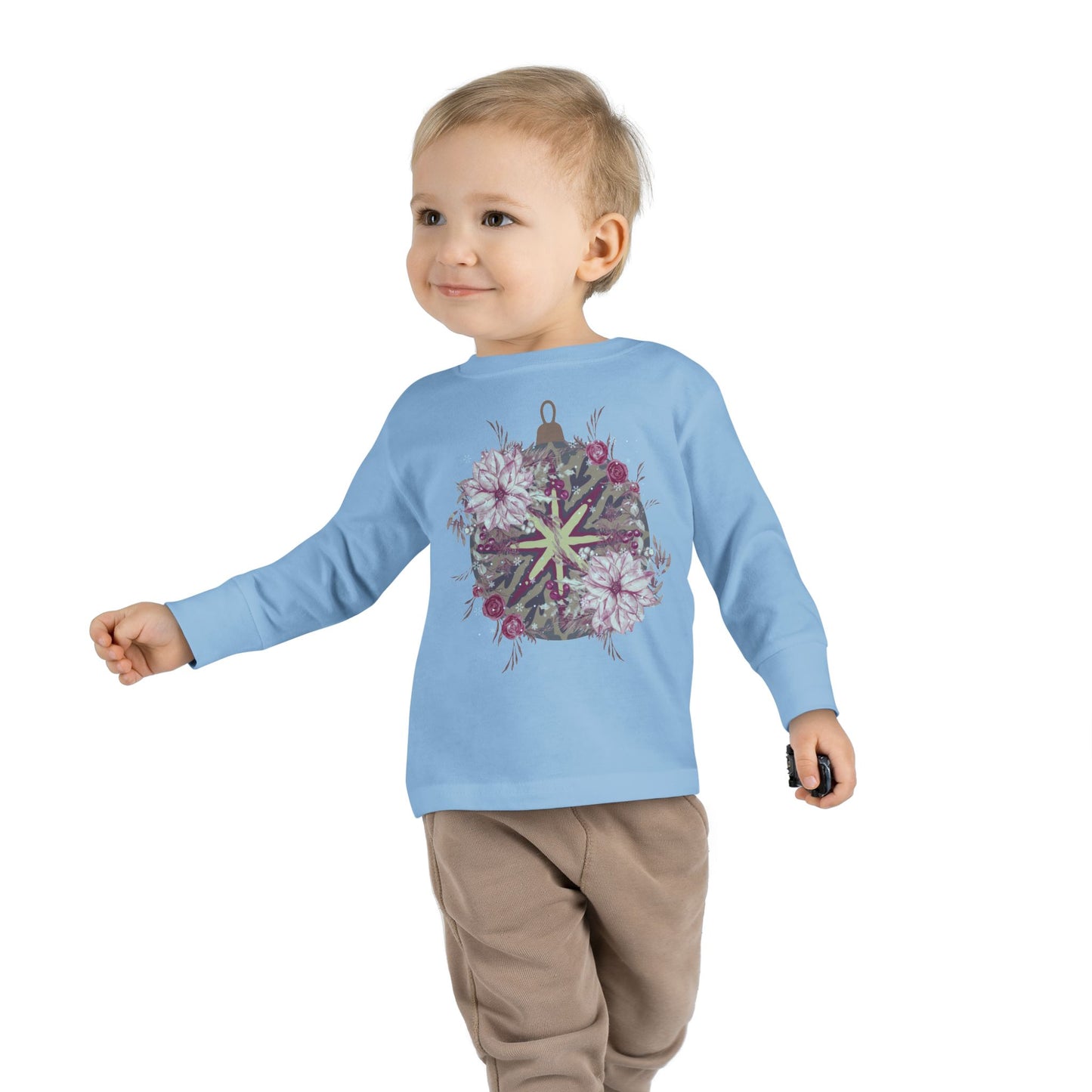 Toddler Long Sleeve Tee — Floral Starburst Ornament Graphic