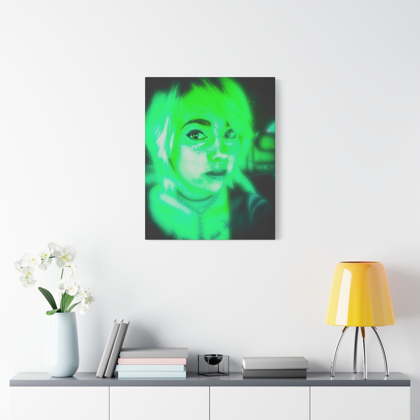 Canvas Wall Art, Unique Decor for Home, Personalized Gift, Funky Aesthetic, Green Vibe Art