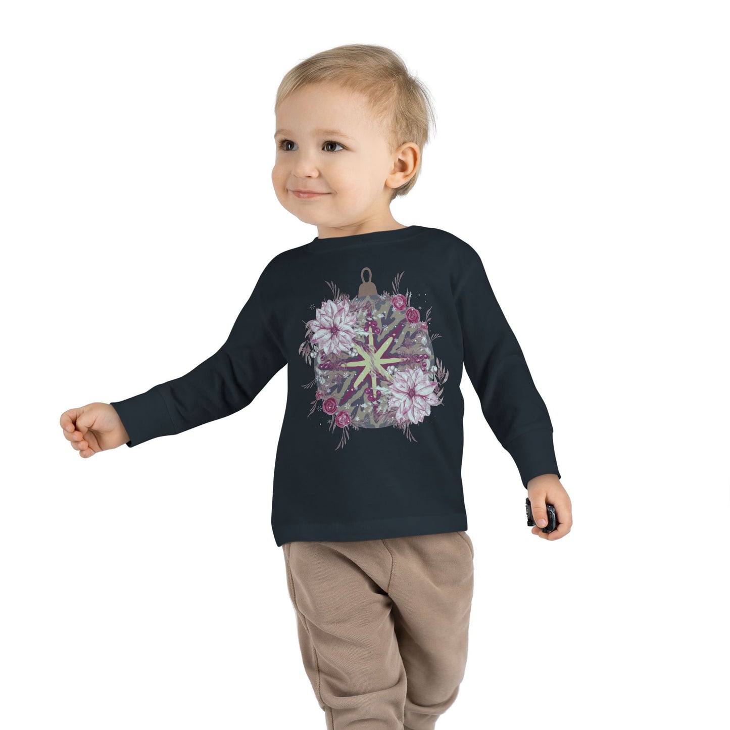 Toddler Long Sleeve Tee — Floral Starburst Ornament Graphic