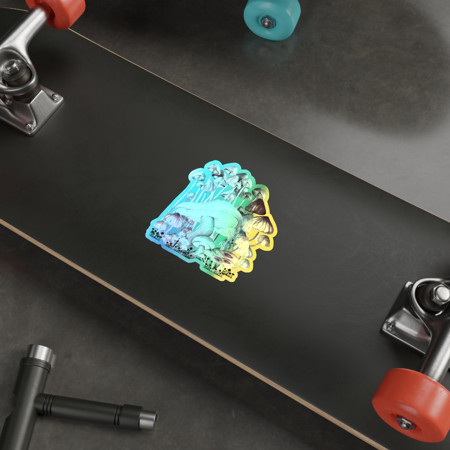 Vibrant Holographic Die-Cut Stickers, Psychedelic Art, Cute Mushroom Stickers for Skating, Journals, Water Bottles, Gifts
