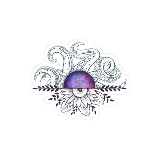 Ocean-Inspired Kiss-Cut Stickers, Boho Decor, Laptop Stickers, Flower & Octopus Art, Perfect for Gifts and Journals