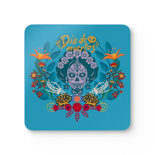 Dia de los Muertos - blue Corkwood Coaster Set
