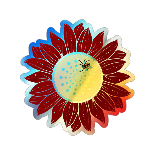 Sunflower Vibrant Holographic Floral Die-Cut Stickers, Fun Decor for Laptops, Skateboards, Gifts, Journals, Scrapbooking