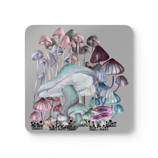 Mushroom Cork Coaster Set, Nature-Inspired Drink Coasters, Eco-Friendly Bar Decor, Fungal Art Table Accessories, Housewarming Gifts