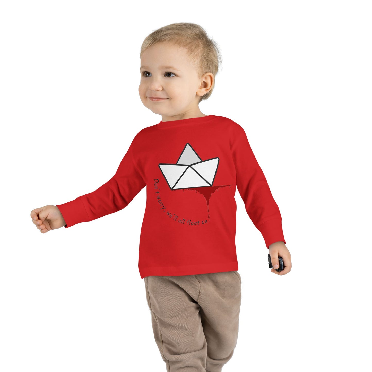 Whimsical Toddler Long Sleeve Tee with Unique Boat Design, Kids' Fashion, Playful Gift, Toddler Apparel, Fun Birthday Gift, Everyday Wear