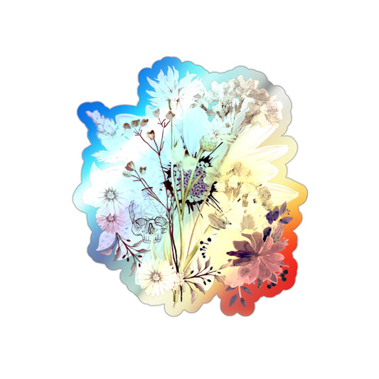 Colorful Floral Holographic Die-Cut Stickers - Perfect for Scrapbooking, Journaling, Laptop Decor, Gifts, and More!