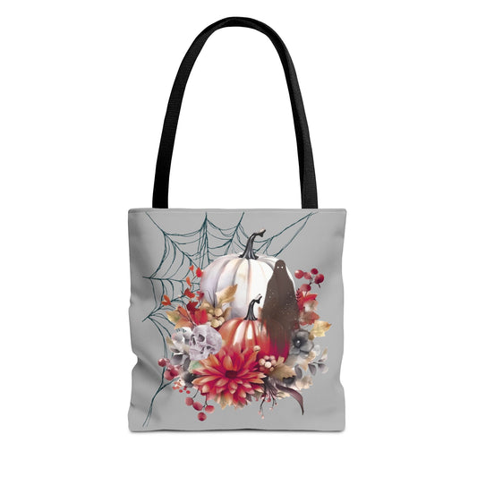 Halloween Floral Tote Bag | Spooky Fall Accessories, Trick or Treat Bag, Book Tote, Autumn Gift, Eco-Friendly Tote