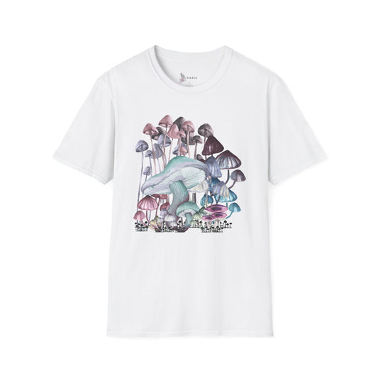 Mushroom Art Unisex T-Shirt - Softstyle Tee for Nature Lovers, Eco-Friendly Fashion, Gift for Friends, Boho Style, Music Festivals