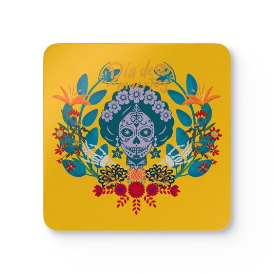 Dia de los Muertos - yellow Corkwood Coaster Set