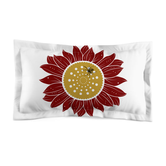Sunflower Bee Microfiber Pillow Sham, Floral Home Decor, Bedroom Accessory, Gift for Nature Lovers, Seasonal Decor, Cozy Bedding