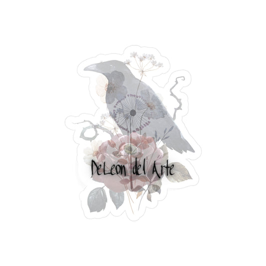 Artistic Kiss-Cut Vinyl Decals, Decorative Stickers, Home Decor, Unique Gifts, Floral Design, Raven Art