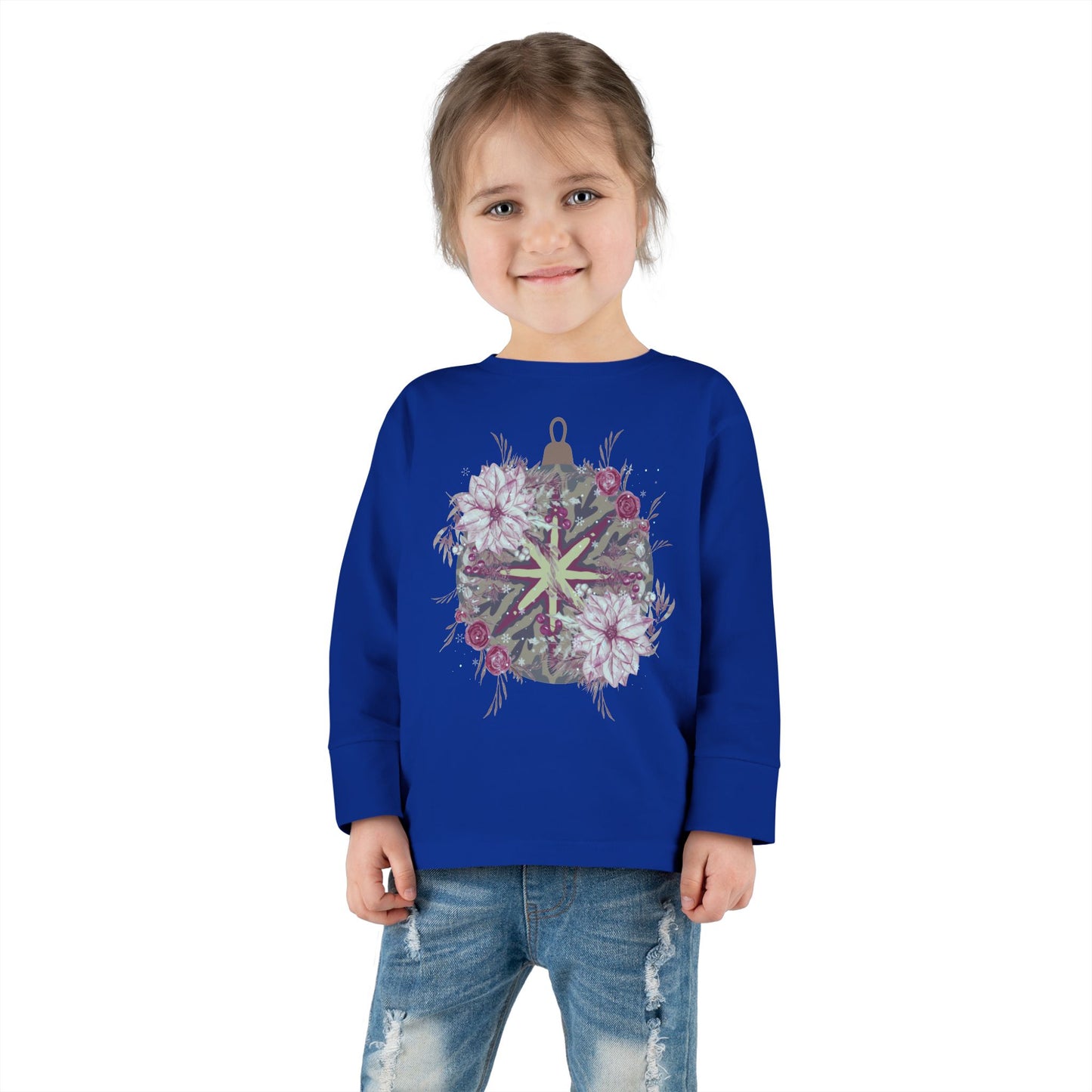 Toddler Long Sleeve Tee — Floral Starburst Ornament Graphic