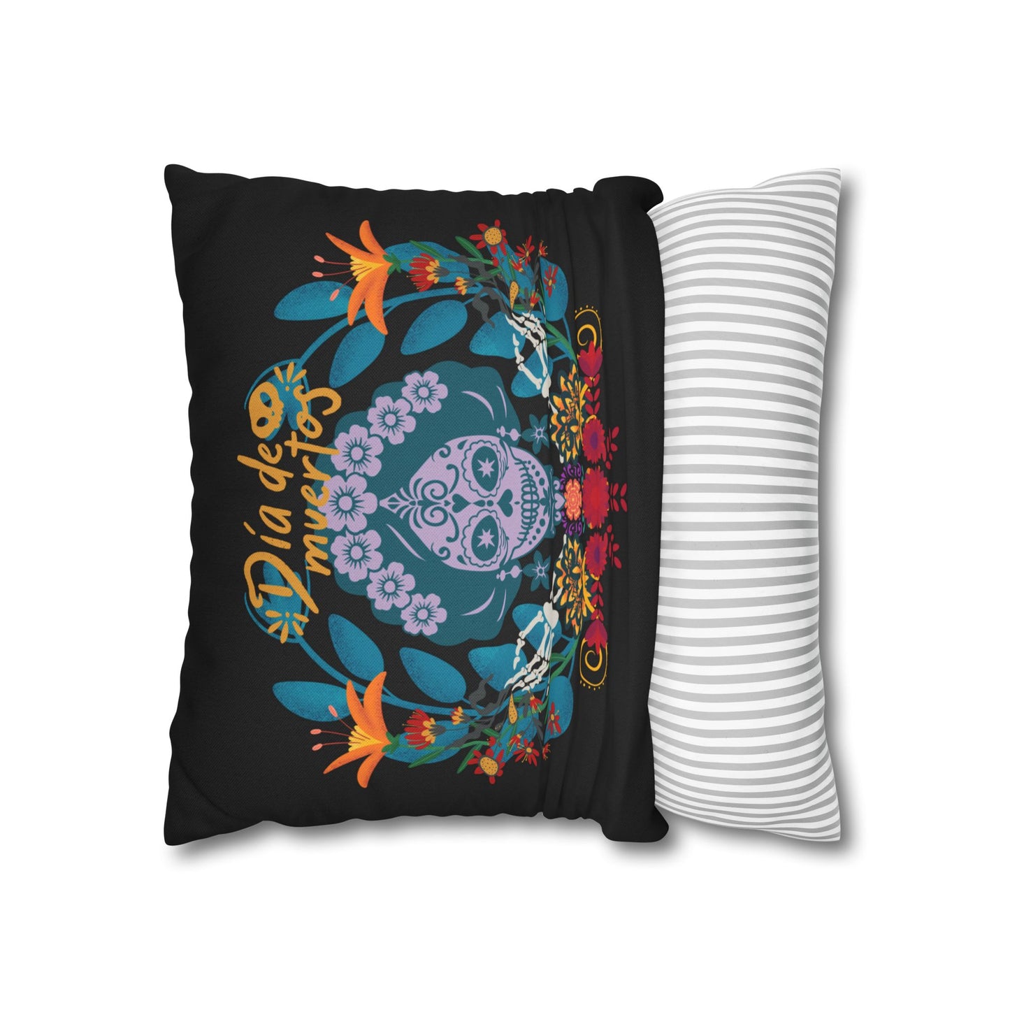 Day of the Dead Pillowcase, Decorative Cushion Cover, Halloween Decor, Mexican Celebration, Sugar Skull Bedding