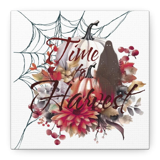 Autumn Wall Art, Halloween Canvas, Seasonal Decor, Fall Home Decor, Time for Harvest Print, Cozy Living Room Accent