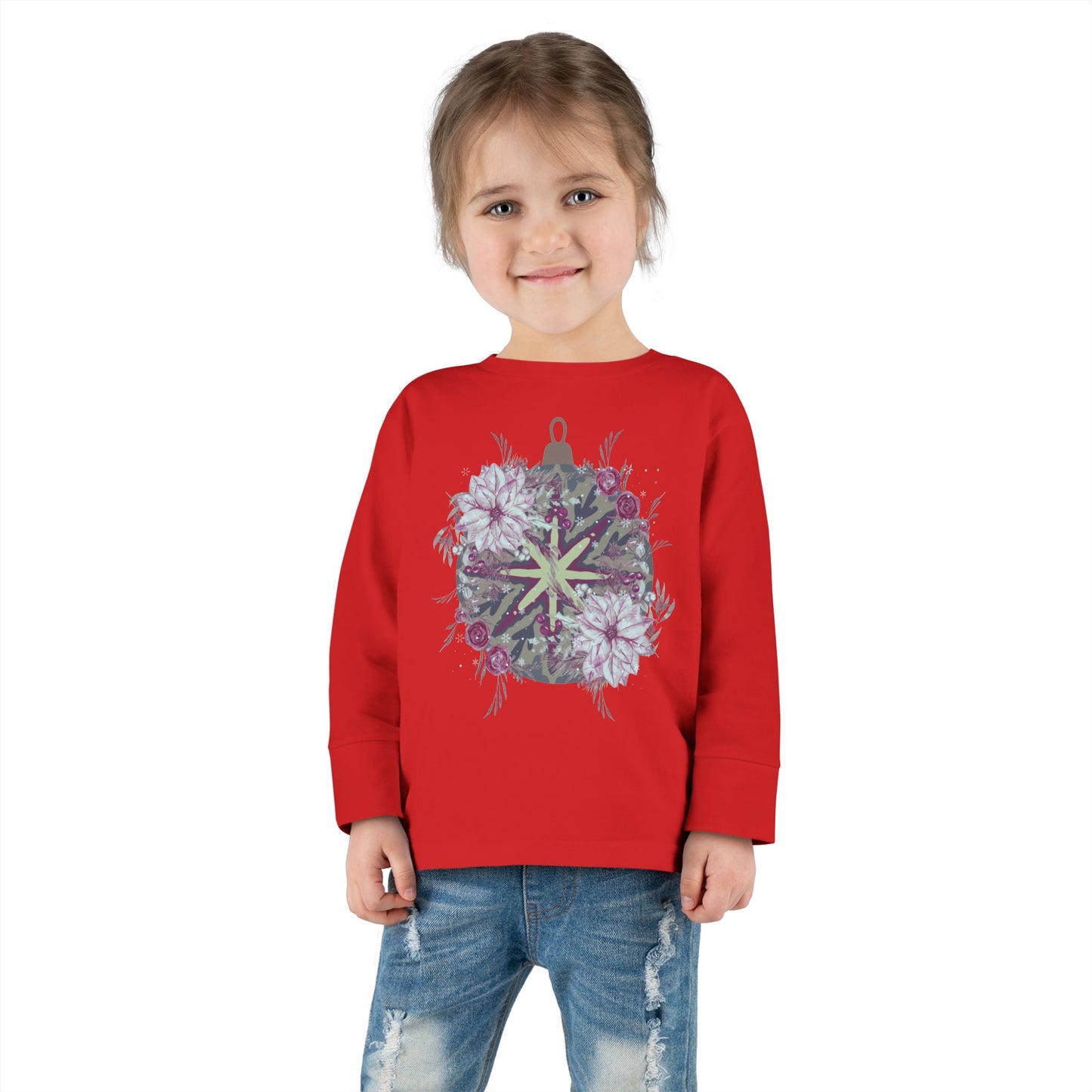 Toddler Long Sleeve Tee — Floral Starburst Ornament Graphic