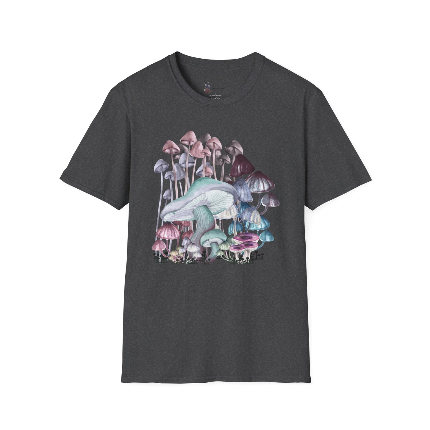 Mushroom Art Unisex T-Shirt - Softstyle Tee for Nature Lovers, Eco-Friendly Fashion, Gift for Friends, Boho Style, Music Festivals
