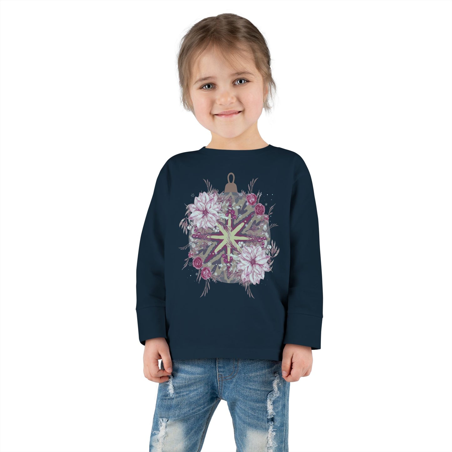 Toddler Long Sleeve Tee — Floral Starburst Ornament Graphic