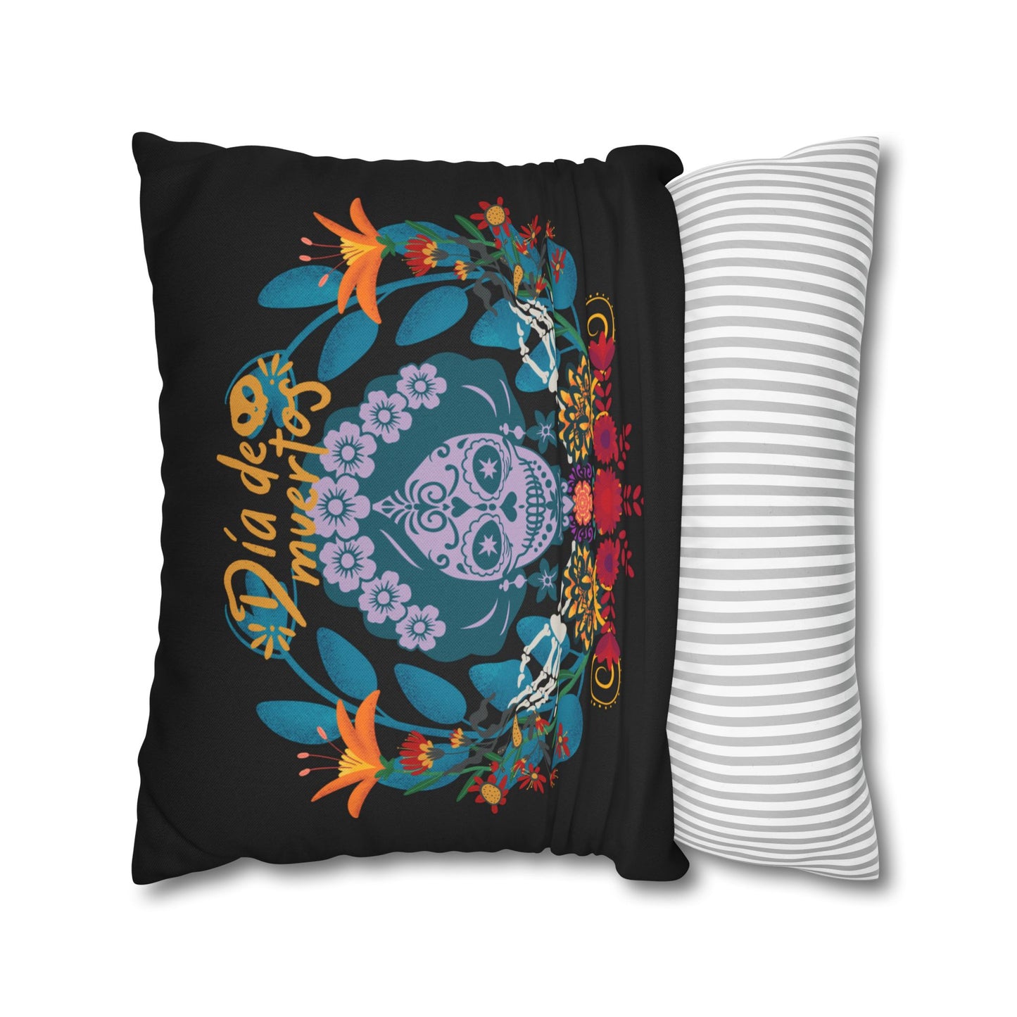 Day of the Dead Pillowcase, Decorative Cushion Cover, Halloween Decor, Mexican Celebration, Sugar Skull Bedding