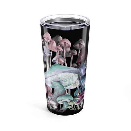 Mushroom Design Tumbler 20oz, Travel Mug, Insulated Drinkware, Nature Lover Gift, Boho Kitchen Decor, Eco-Friendly Cup