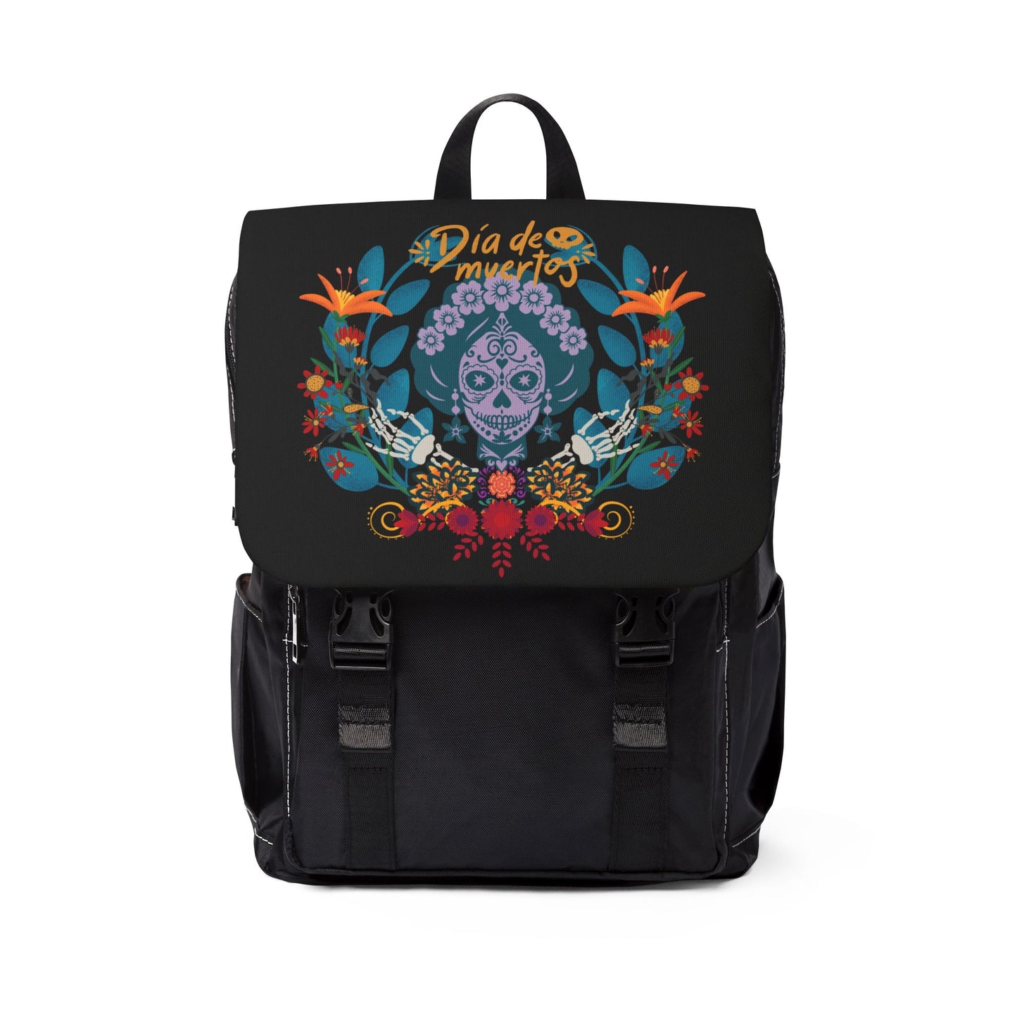Dia de Muertos Unisex Backpack - Casual Floral Skull Design