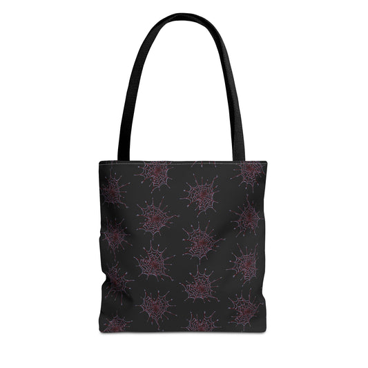 Chic Black and red Heart Web Tote Bag, Stylish Grocery Bag, Eco-Friendly Shopping Tote, Gift Bag for Her, Casual Beach Bag