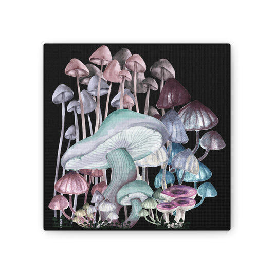 Colorful Mushroom Canvas Art, Nature-Inspired Wall Decor, Psychedelic Art for Home, Gift for Nature Lovers, Unique Wall Hanging