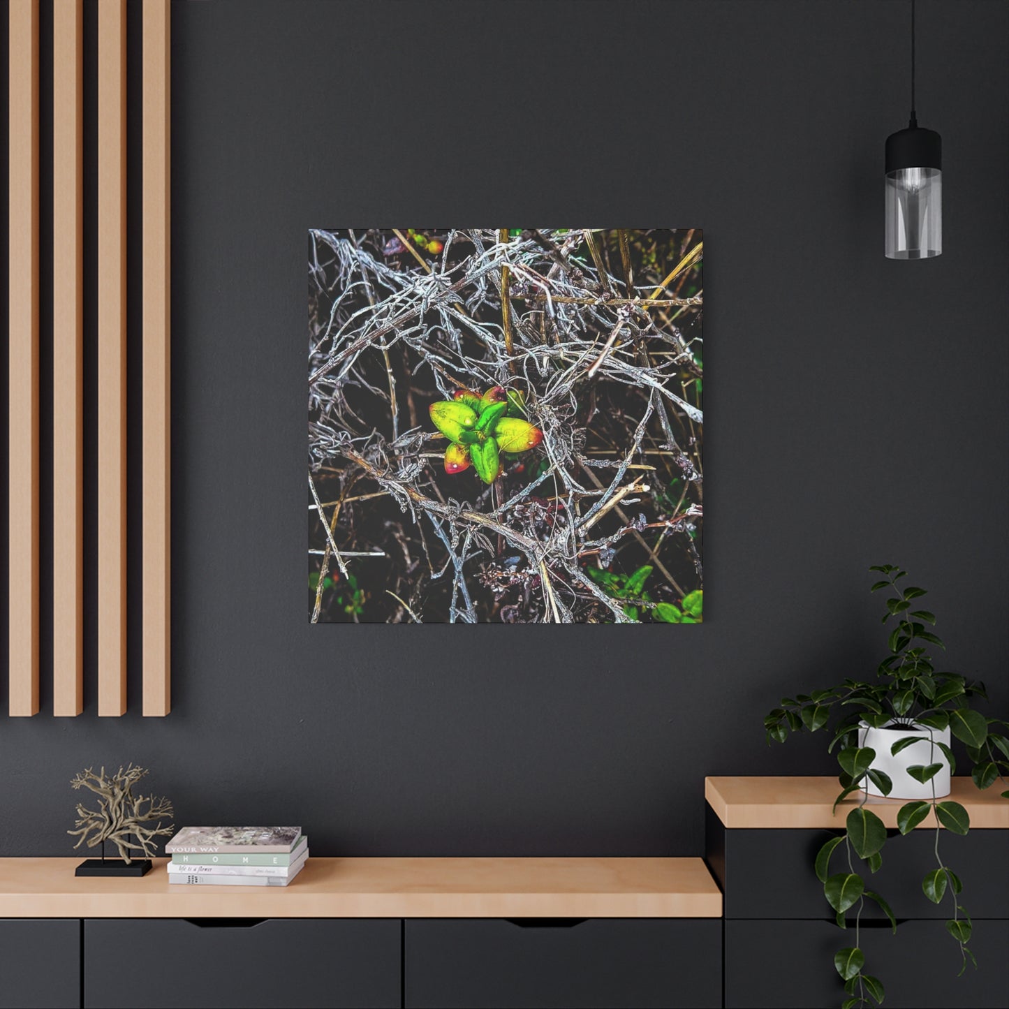 Vibrant Nature Art Canvas, Green Buds Home Decor, Botanical Wall Art, Gift for Plant Lovers, Modern Interior Decor