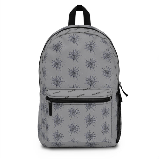 Light Grey and Purple Heart Web Backpack for Students, Stylish School Bag, Art Tote, Unique Gift for Teens, Boho Travel Accessory