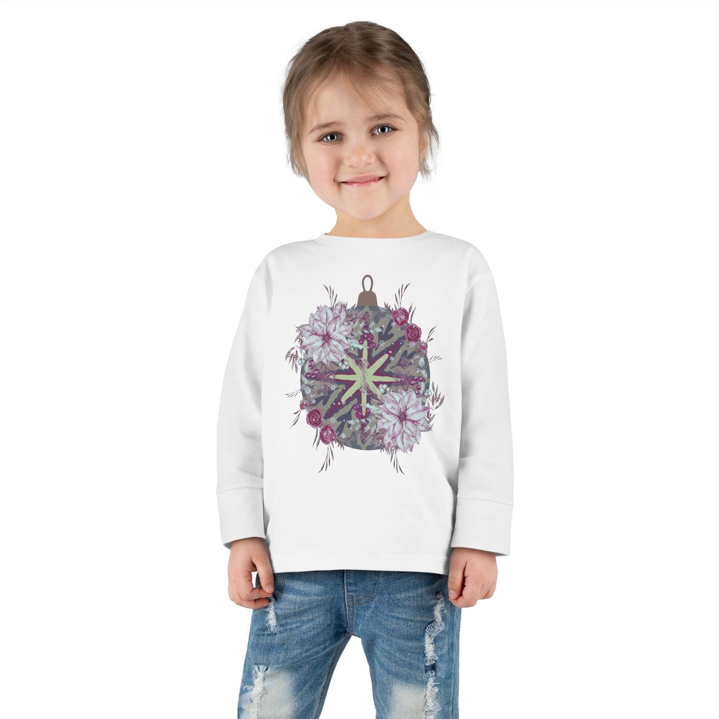 Toddler Long Sleeve Tee — Floral Starburst Ornament Graphic