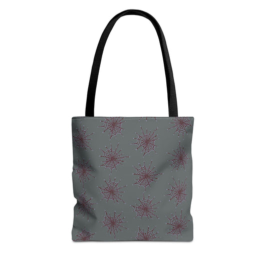 Chic Dark Grey and red Heart Web Tote Bag, Stylish Grocery Bag, Eco-Friendly Shopping Tote, Gift Bag for Her, Casual Beach Bag